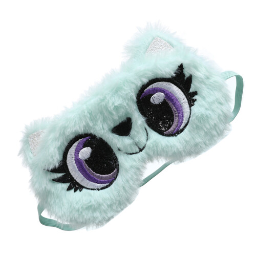2Pièces Cache-Yeux Vert Clair Peluche Cartoon Confortable Pour