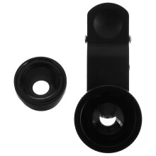 4Ensembles Lentilles Téléphone Clip Macro Fish-Eye Angle Large Noir