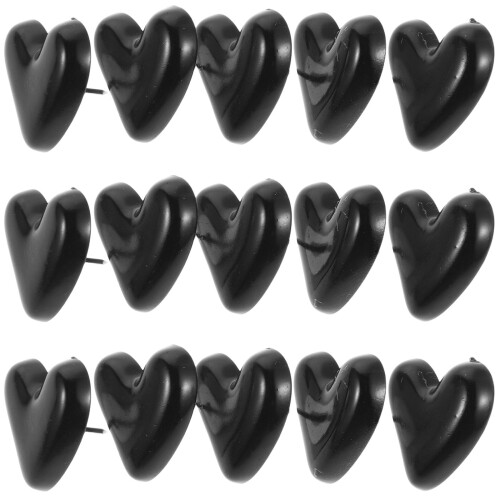 60Pcs Black Decorative Heart Pushpins Irregular Design for Cork Boards