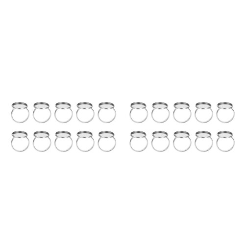 20Pièces Base Anneau Acier Argent Ajustable Crafting DIY 2