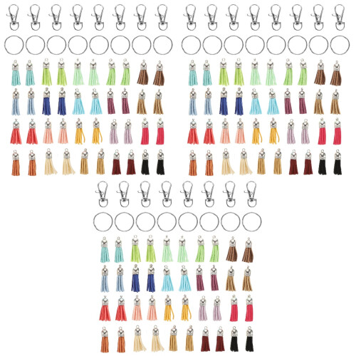150Sets DIY Tassel Keychain Kit with Keychain Accessories for Decor 2