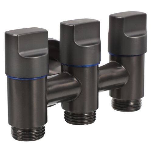 2Pièces Valve Arrêt Robinet 3 Sorties Inox Durable Gris 1