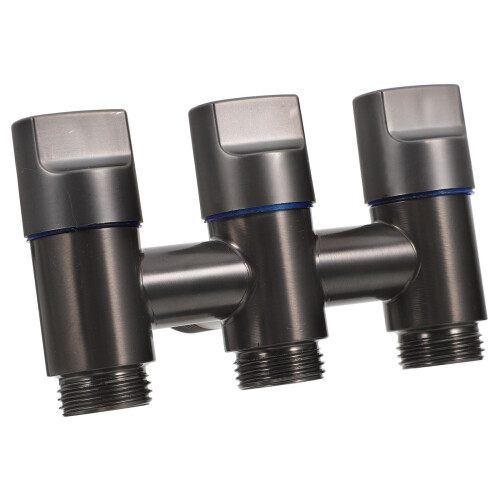 2Pièces Valve Arrêt Robinet 3 Sorties Inox Durable Gris