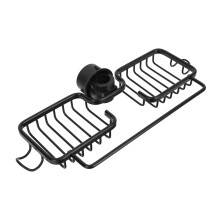 2Pcs Black Space Aluminum Faucet Hanging Basket Kitchen Sink Organizer