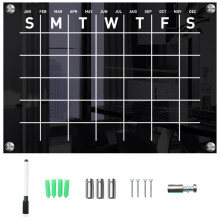 3Sets Acrylic Wall Calendar Black Weekly Dry Erase Board for Writing