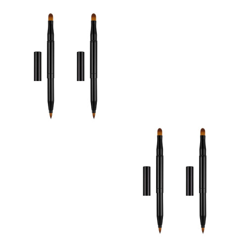 4Pcs Multi-Function Double-Ended Black Makeup Brush Lip Eyeliner Tool 2