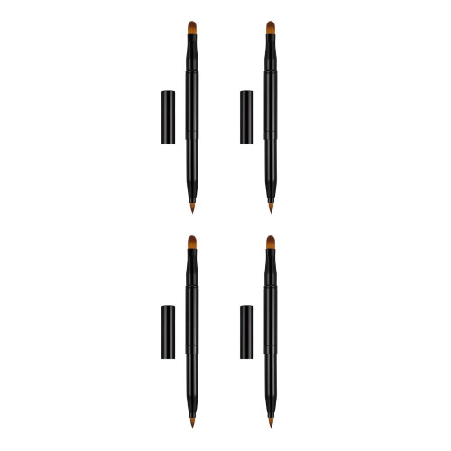 4Pcs Multi-Function Double-Ended Black Makeup Brush Lip Eyeliner Tool 1