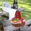 Red Wicker Basket Handheld Picnic Storage for Outdoor Use 4