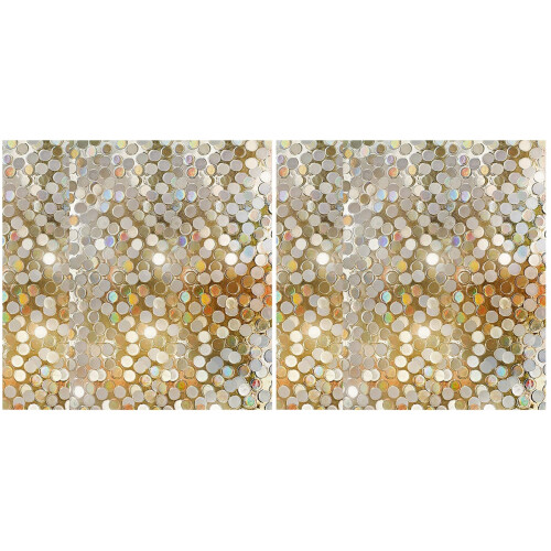 2Pcs Glittering Golden 3D Static Window Stickers for Home Privacy 1