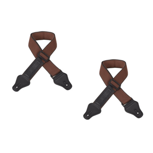 2Pcs Comfortable Brown Guitar Shoulder Belt Cotton PU Durable 2