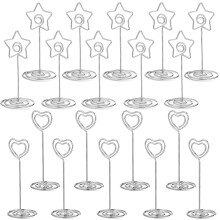 100Pcs Silver Photo Holder Clips Heart Star Shape Table Card Stands