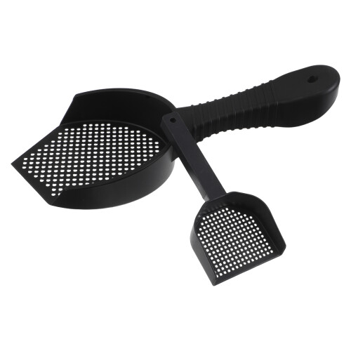 8Pcs Black Plastic Cat Litter Scoop Set Ergonomic Handle Fine Sifting 1