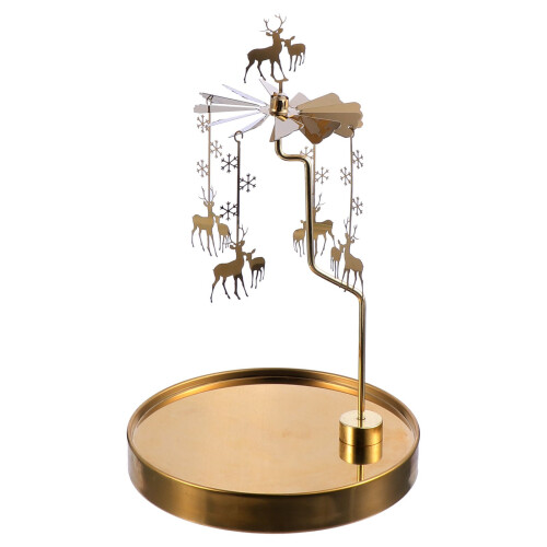 4Pcs Golden Metal Rotating Tea Light Candleholder Decor