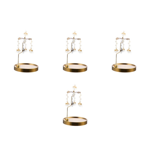 4Pcs Golden Metal Rotating Tea Light Candleholder Decor 2