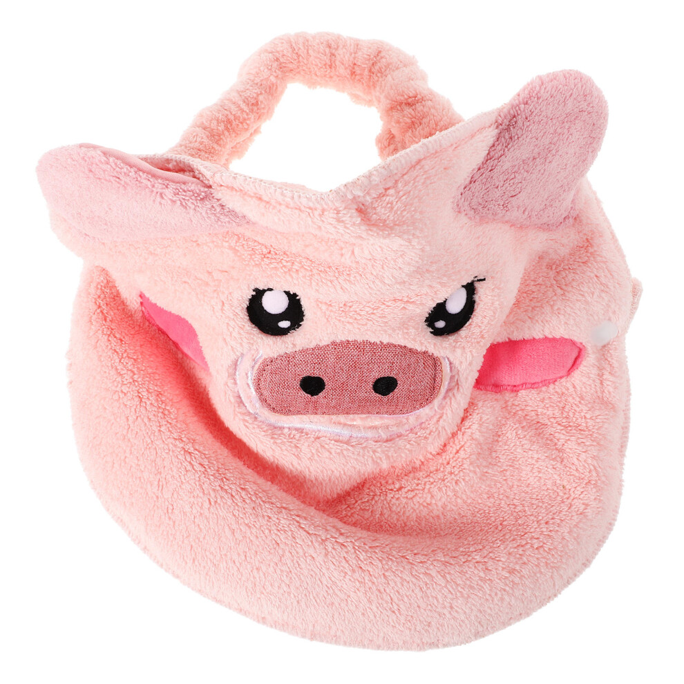 Iplusmile Pink/Coral 5Pcs Cartoon Pig Face Towels Fleece Hot Steam Compress Spa