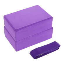 3Pcs Eva Yoga Bricks and Strap Purple Portable Stretching Equipment