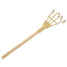 5Pcs Mini Iron and Wood Garden Rakes Golden Small Hand Tools for DIY