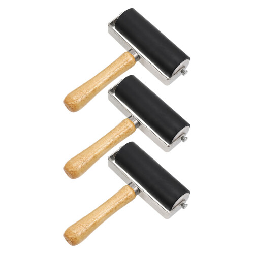 6Pcs Black Rubber Brayer Rollers for Ink Application and Printmaking 2