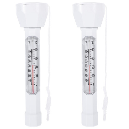 2Pcs Floating Pool Thermometer White Water Temperature Measuring Tool 2