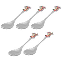 10Pcs Baby Stainless Steel Spoons Silver Cartoon Animal Year Tableware