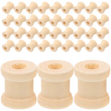 200Pcs Beige Wooden Spools for Sewing Durable Craft Thread Bobbins