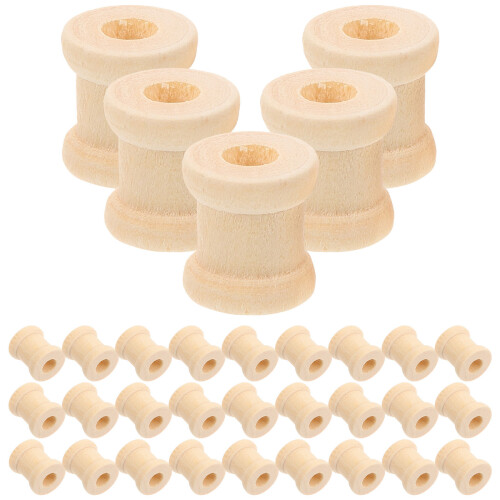 200Pcs Beige Wooden Spools for Sewing Durable Craft Thread Bobbins 1