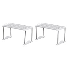 4Pcs White Kitchen and Bathroom Storage Rack Stackable Floor Organizer