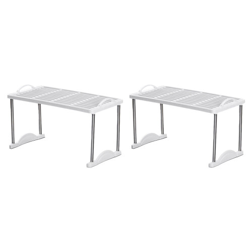 4Pcs White Kitchen and Bathroom Storage Rack Stackable Floor Organizer