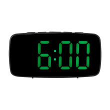 Slimme Digitale Wekker Nachtkastje, Groene Led Reizen USB Bureauklok met 12/24 Uur Datum Temperatuur Snooze voor Slaapkamer, Zwart