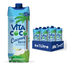 Vita Coco Original Coconut Water Multipack 1L x 6, Gluten Free, Full Of Vitamin