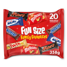 Mars, Maltesers and more, Variety Funsize Chocolate Bars Bulk Pack (Mars, Twix, Snickers, MilkyWay & Maltesers), Milk Chocolate, Caramel, Peanut, Swe
