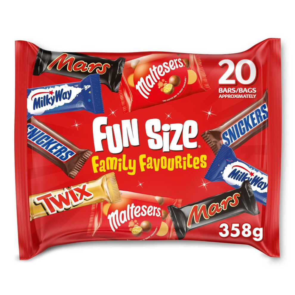 Mars , Maltesers And More, Variety Funsize Chocolate Bars Bulk Pack (Mars, Twix, Snickers, Milkyway & Maltesers), Milk Chocolate, Caramel, Peanut, Swe