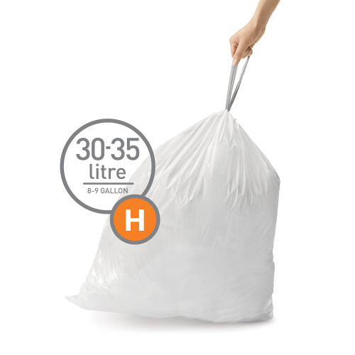 simplehuman Code H 100 Liners, 50% Recycled Custom Fit Bin Bags in 1