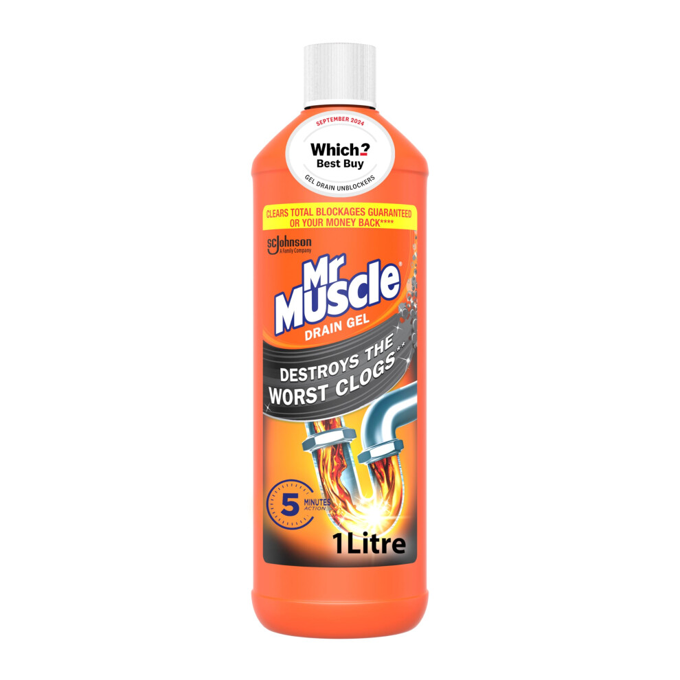 Mr Muscle Drain Unblocker Liquid 1L Sink Drain Cleaner Strong Fast Acting