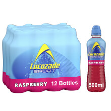 Lucozade Sport Raspberry - 12 Bottles x 500ml - Raspberry Flavour Isotonic Sports Drink - Made with Sugars & Sweeteners