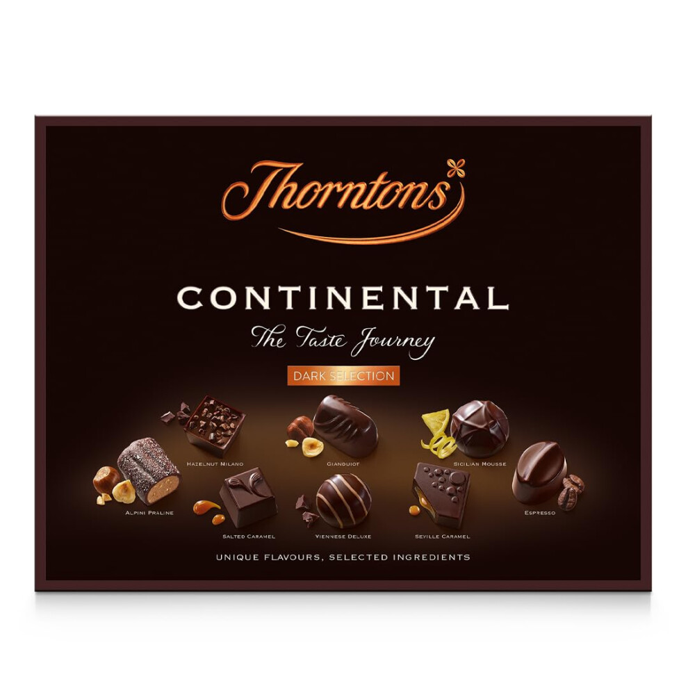 Thorntons Continental Dark Chocolate Valentines Gift Box, Mixed Chocolate Collection 264G
