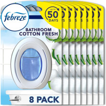 Febreze Bathroom Air Freshener, Odour Fighter, Cotton Fresh, 8 Items,