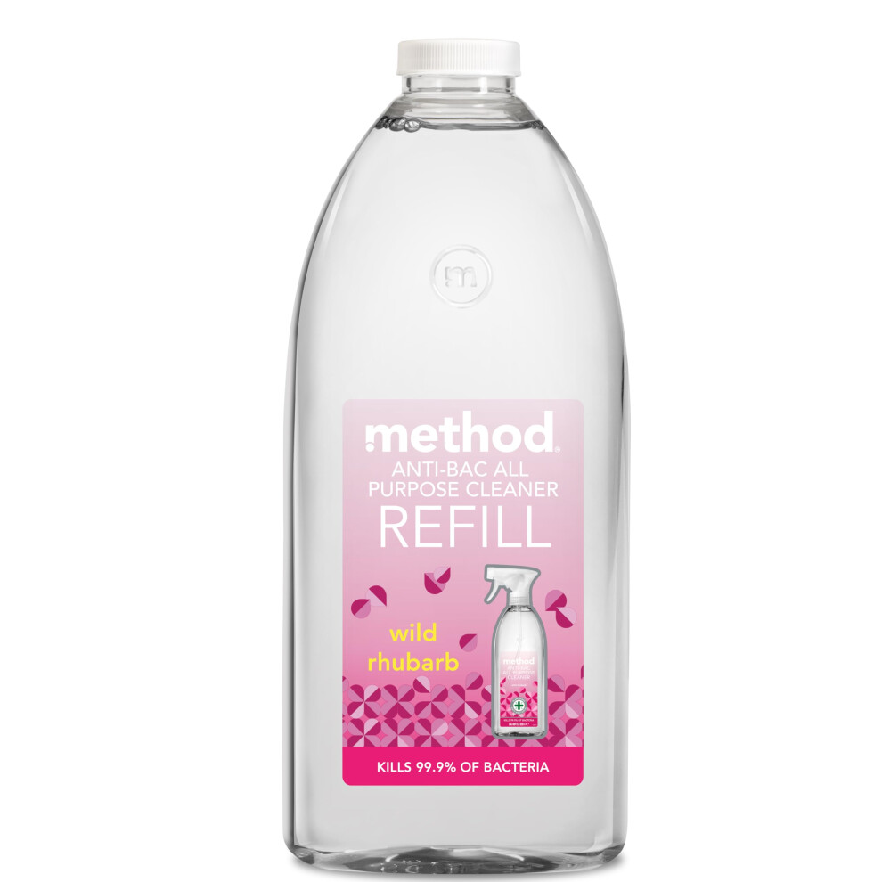 Method Antibacterial Spray Refill, All Purpose Cleaner, Powerful Formula Kills 99.9% Of Bacteria, Wild Rhubarb Scent, 1 X 2L