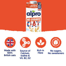 Alpro Oat No Sugars PlantBased Long Life Drink 100 Bitish Oats Unswe