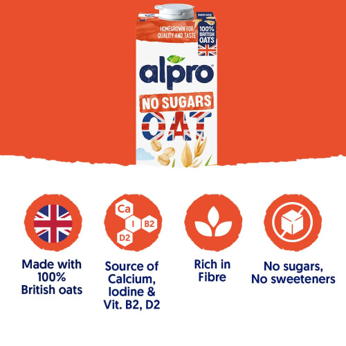 ALPRO Alpro Oat No Sugars PlantBased Long Life Drink  100 Bitish Oats  Unswe