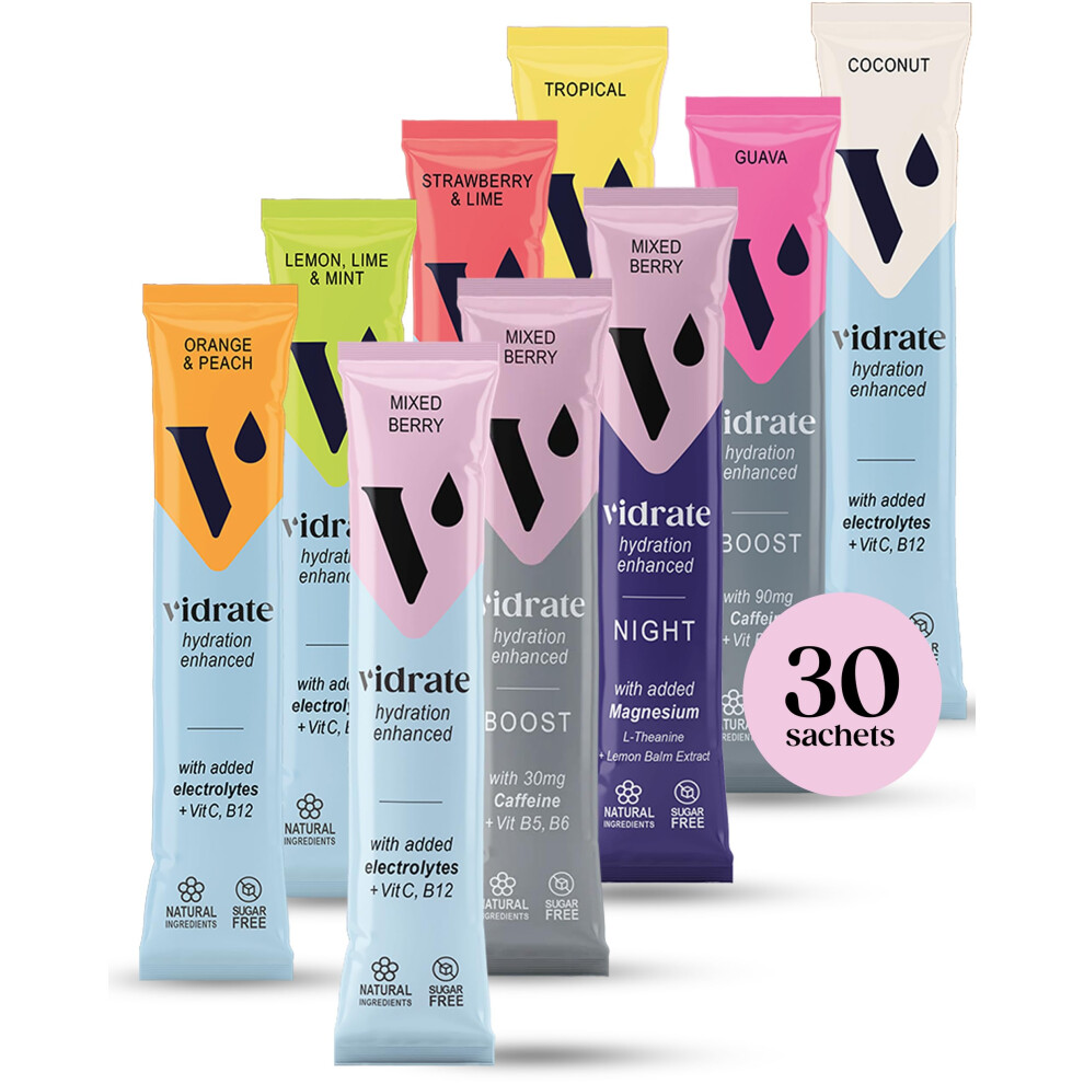 Vidrate Electrolytes Powder - Hydration Sachets Packed With Vitamins - Zero Suga