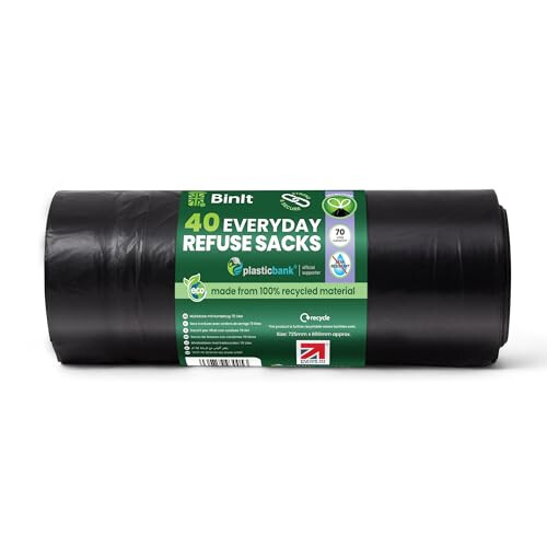 BIN IT 40 Drawstring, Everyday Refuse Sacks, Bin Bags, Bin Liners, 70 1