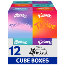Kleenex Take a Moment Collection Facial Tissues - Multipack 12 Cube Tissue Boxes - Always Soft and Strong in Aid of Mind Charity