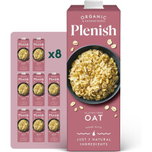 Plenish Organic Unsweetened Oat Milk 1L Pack of 8
