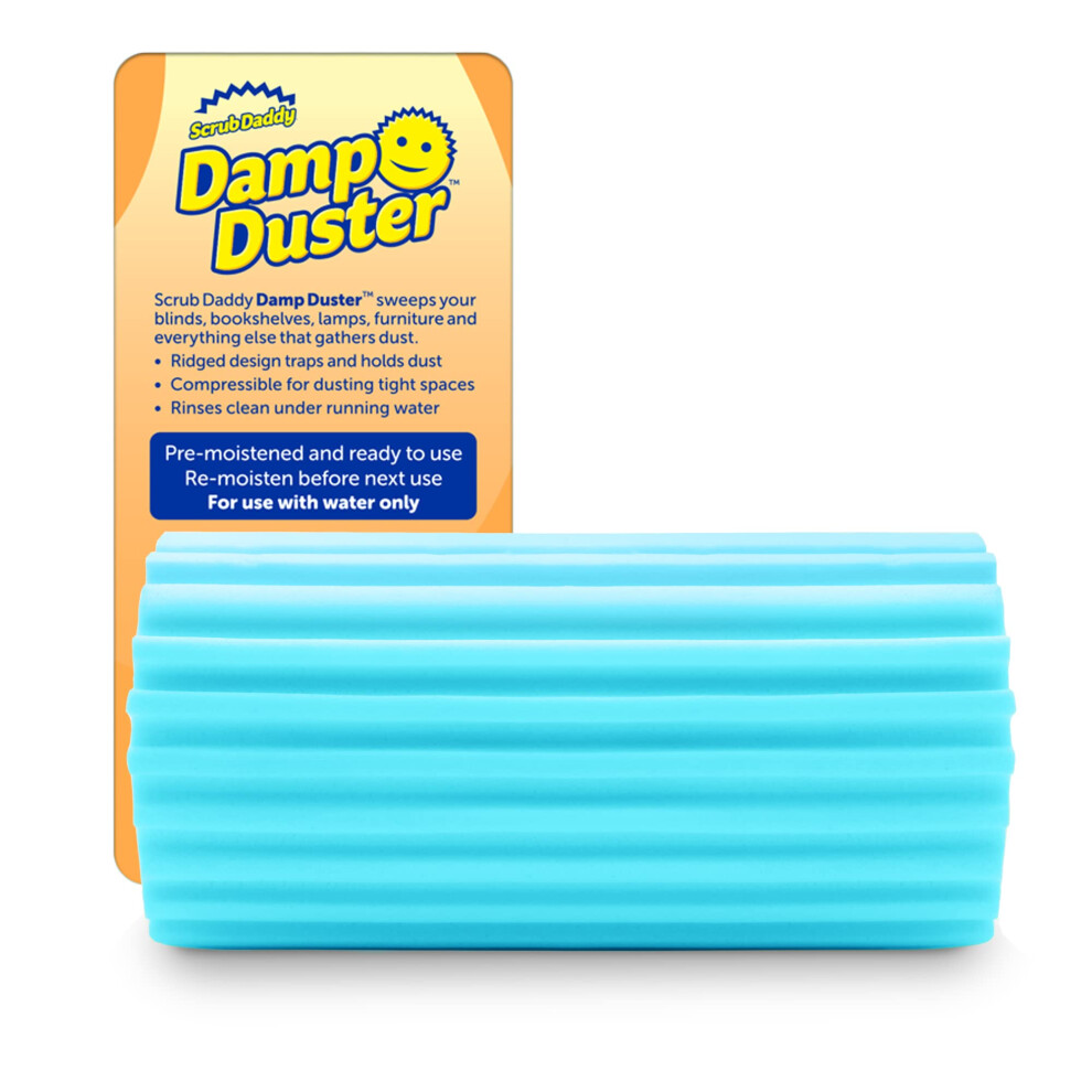 Scrub Daddy Damp Duster, Multipurpose Dusters For Cleaning - Wooden & Venetian Blind Cleaner Tool, Ridged Wet Dust Sponge For Skirting Board, Radiato