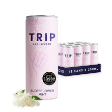 TRIP CBD Drink Sparkling Elderflower Mint Fizzy Drink Low Calorie Vegan 250