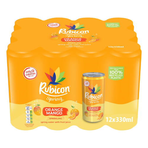 Rubicon Rubicon Spring 12 Pack Orange Mango, Sparkling Spring Water with Real