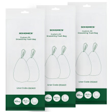 SONGMICS Heavy-Duty Bin Bags, Drawstring Rubbish Bags for 13-Gallon (50 L) Kitchen Bins, Pre-Separated, Liner Code 050A01, 3 Rolls, 120 Pieces, White