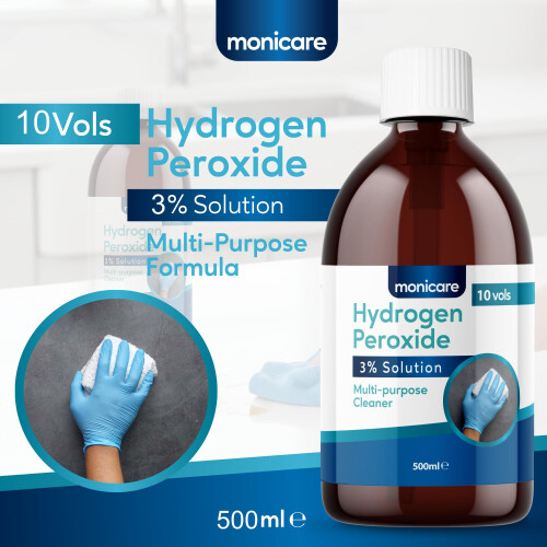 Monicare Hydrogen Peroxide 3% - 500ml, 10 Vols, Clear 2