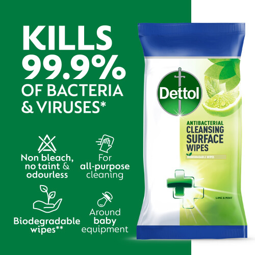 Dettol Dettol Antibacterial Lime  Mint Cleaning Wipes  126 Count  Germ Protection 2